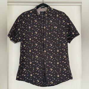 Artistry in Motion Black Patterned Men's Casual Button Up Shirt